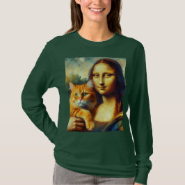 Mona Lisa målar La Gioconda med Cat T Shirt