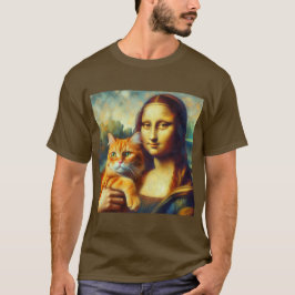 Mona Lisa målar La Gioconda med Cat T Shirt