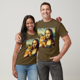 Mona Lisa målar La Gioconda med Cat T Shirt
