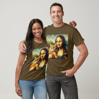 Mona Lisa målar La Gioconda med Cat T Shirt