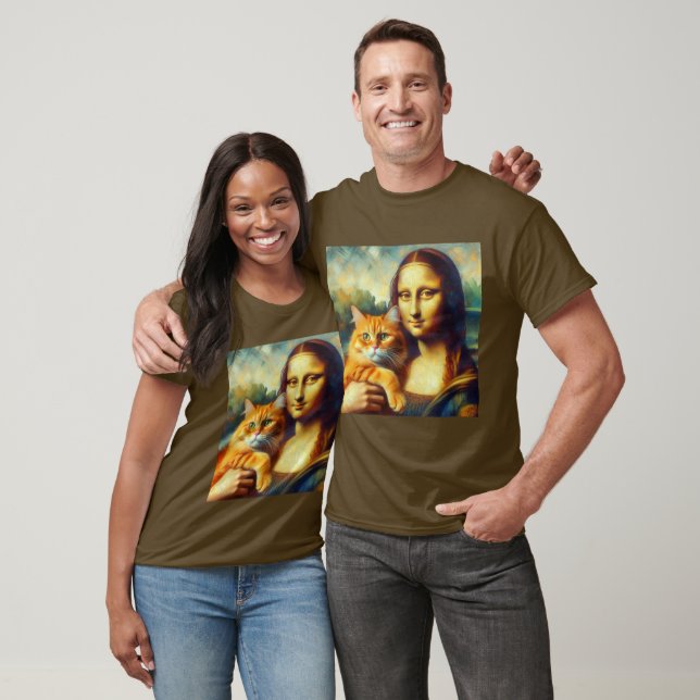 Mona Lisa målar La Gioconda med Cat T Shirt (Unisex)
