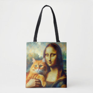 Mona Lisa målar La Gioconda med Cat Tygkasse