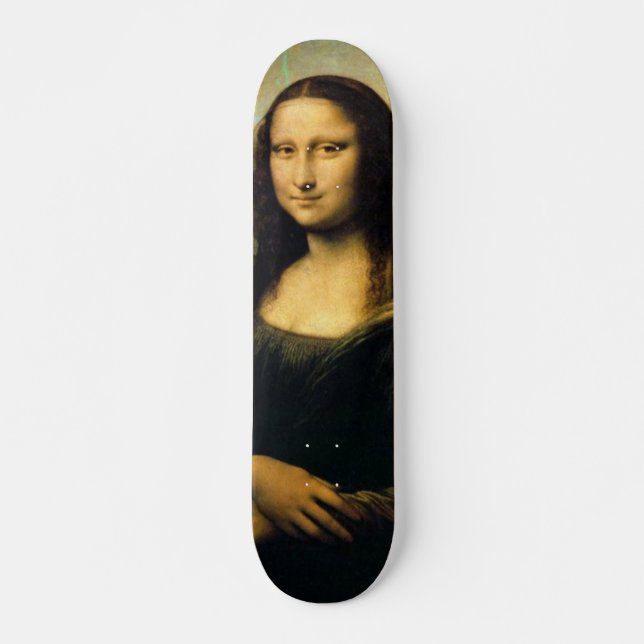 mona-lisa-målning skateboard bräda 19,5 cm (Framsida)