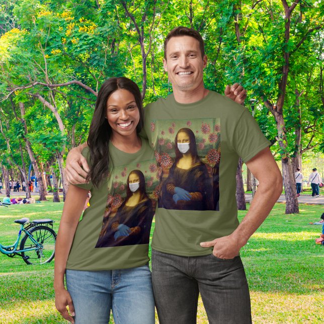 Mona Lisa Mbad uppträda Säkert Unisex T Shirt (Mona Lisa Masked Up Playing It Safe Unisex T-Shirt)