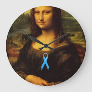 Mona Lisa med Blue Ribbon Stor Klocka