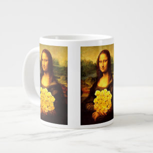 Mona Lisa med Bouquet-Gul ros Jumbo Mugg