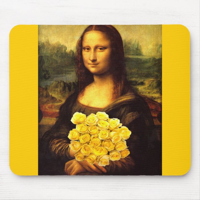 Mona Lisa med Bouquet-Gul ros Musmatta (Framsidan)