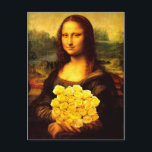 Mona Lisa med Bouquet-Gul ros Vykort<br><div class="desc">gul ros är symbolen för Joy,  Gladness,  Vänskap,  Delight,  Promise om en nystart,  Välkommen tillbaka,  kom ihåg mig,  Jealousy,  "Jag bryr mig"</div>