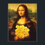 Mona Lisa med Bouquet-Gul ros Vykort<br><div class="desc">gul ros är symbolen för Joy,  Gladness,  Vänskap,  Delight,  Promise om en nystart,  Välkommen tillbaka,  kom ihåg mig,  Jealousy,  "Jag bryr mig"</div>