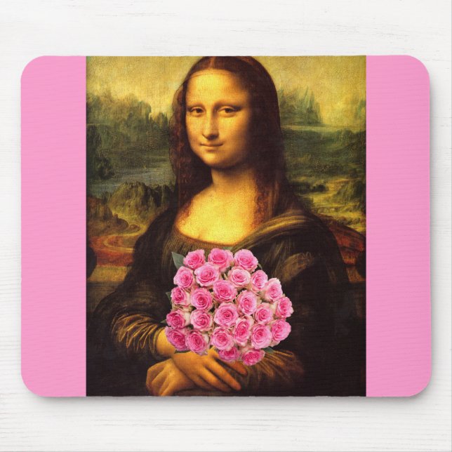 Mona Lisa med Bouquet-Rosa ros Musmatta (Framsidan)