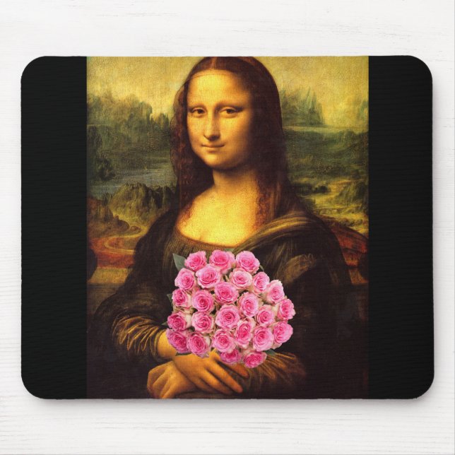 Mona Lisa med Bouquet-Rosa ros Musmatta (Framsidan)
