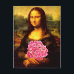 Mona Lisa med Bouquet-Rosa ros Vykort<br><div class="desc">rosa ros är en symbol för uppskattning,  "Tack",  Grace,  Perfekt lycka,  beundran,  godhet,  "tro mig",  Gladness,  Joy,  Sweetnes</div>