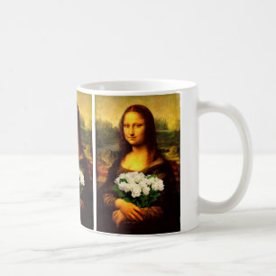 Mona Lisa med Bouquet-Vit ros Kaffemugg
