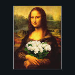 Mona Lisa med Bouquet-Vit ros Vykort<br><div class="desc">vit ros är en symbol för renhet,  Oskuld,  tystnad,  sekretess,  återfall,  ödmjukhet,  ungdom,  "Jag är värdig dig dig",  Himmelska och lycklig kärlek</div>