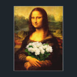 Mona Lisa med Bouquet-Vit ros Vykort<br><div class="desc">vit ros är en symbol för renhet,  Oskuld,  tystnad,  sekretess,  återfall,  ödmjukhet,  ungdom,  "Jag är värdig dig dig",  Himmelska och lycklig kärlek</div>