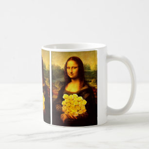 Mona Lisa med bukett gula rosor Kaffemugg