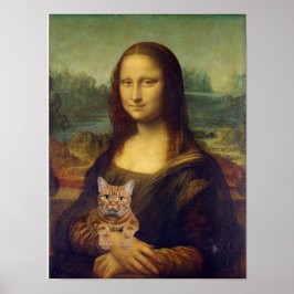 Mona Lisa med Cat Poster