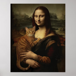 Mona Lisa med Cat Poster