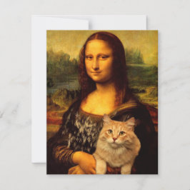 Mona Lisa med en katt (Cat päls) Katt djurälskare Julkort