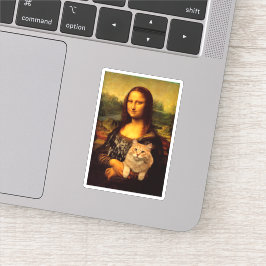 Mona Lisa med en katt (Cat päls) Katt djurälskare Klistermärken