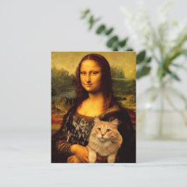 Mona Lisa med en katt (Cat päls) Katt djurälskare Vykort