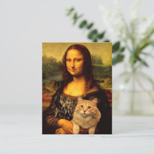 Mona Lisa med en katt (Cat päls) Katt djurälskare Vykort