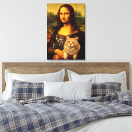 Mona Lisa med hennes katt Cat djurälskares (Cat pä Canvastryck