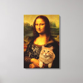 Mona Lisa med hennes katt Cat djurälskares (Cat pä Canvastryck