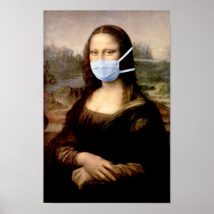 Mona Lisa med mask Da Vinci driver med konsten Poster
