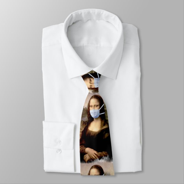 Mona Lisa med mask Da Vinci förfalskar konsten Slips (Bunden)