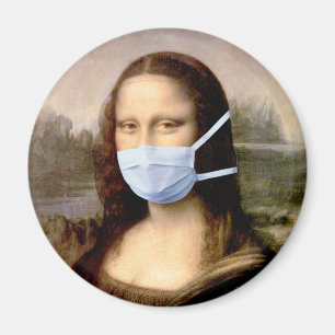 Mona Lisa med Mask Da Vinci som talade om konsten Magnet