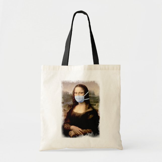 Mona Lisa med Mask Da Vinci som talar om konsten Tygkasse (Framsidan)