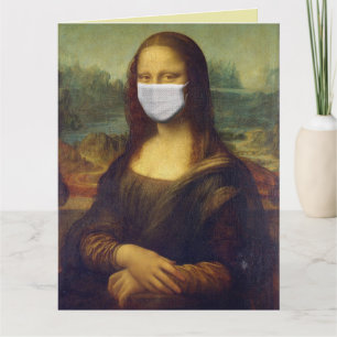 MONA LISA MED MASK FUNNY BIRTHDAY-KORT KORT