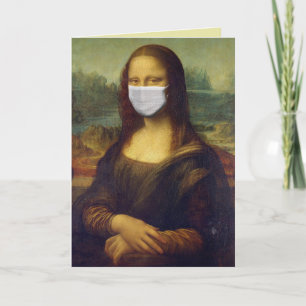 MONA LISA MED MEDICINSKT MASK FUNNY BIRTHDAY-KORT KORT