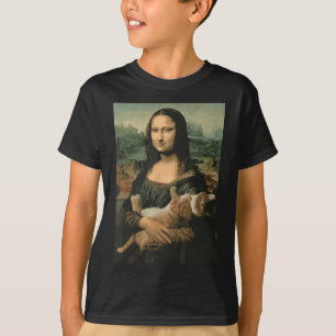 Mona Lisa med Orange Cat Funny Art Painting T Shirt