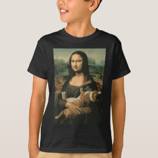 Mona Lisa med Orange Cat Funny Art Painting T Shirt