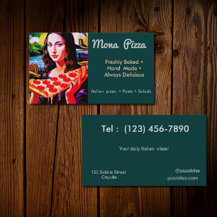 Mona Lisa med Pizza Visitkort