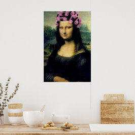 Mona Lisa med rosa hårrullare Leonardo da Vinci Poster