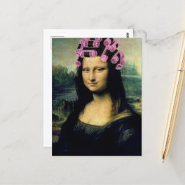 Mona Lisa med rosa hårrullare Leonardo da Vinci Vykort
