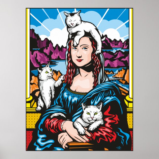Mona Lisa med sina katter Poster (Framsidan)