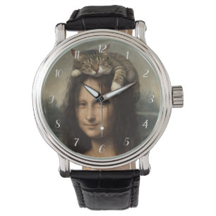 Mona Lisa med sovande katt Armbandsur