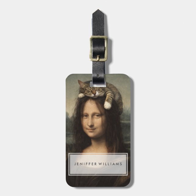 Mona Lisa med sovande katt                    Bagagebricka (Vertikal Framsida)