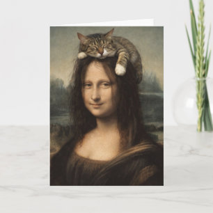 Mona Lisa med sovande katt                        Kort