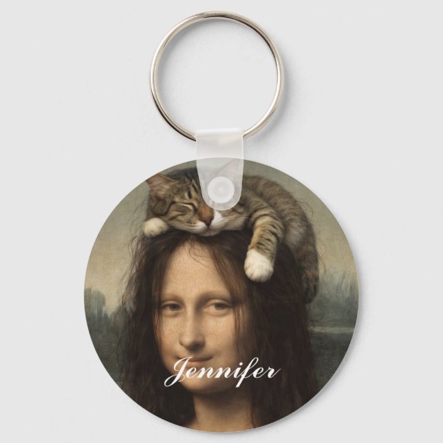 Mona Lisa med sovande katt                        Nyckelring (Framsida)