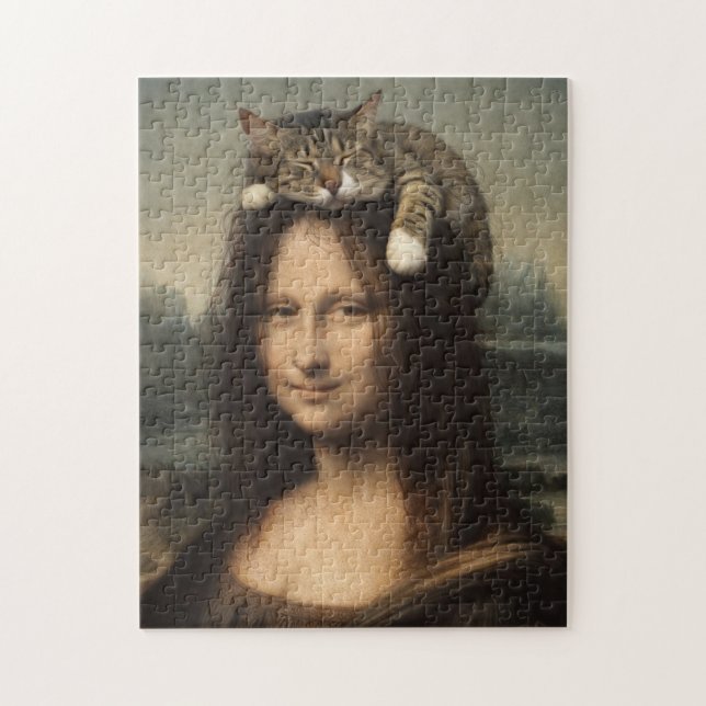 Mona Lisa med sovande katt                        Pussel (Vertikal)