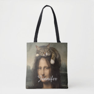 Mona Lisa med sovande katt Tygkasse