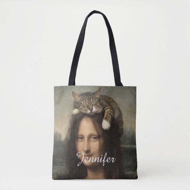 Mona Lisa med sovande katt                        Tygkasse (Framsida)