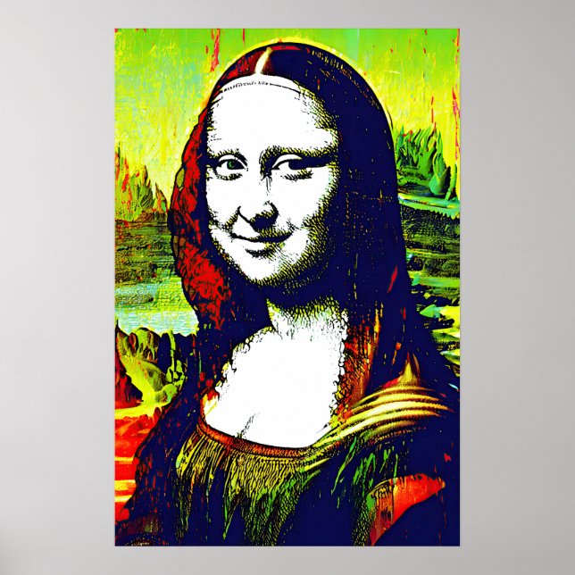 Mona Lisa Meme Pop Art  Poster (Framsidan)