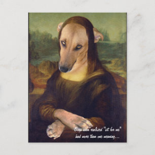 Mona Lisa Meme Roligt Hund Bild Vykort
