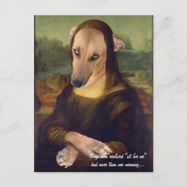 Mona Lisa Meme Roligt Hund Bild Vykort (Framsida)